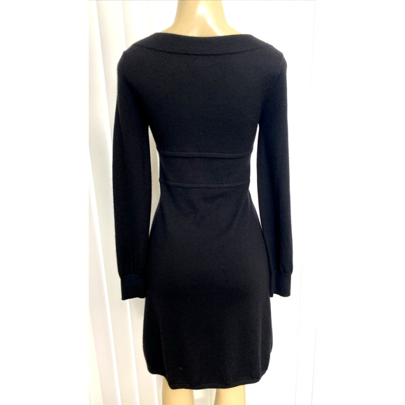 Neiman Marcus Dress Black Long Sleeve Cashmere Round Neck Knit Knee Length S - Picture 4 of 5